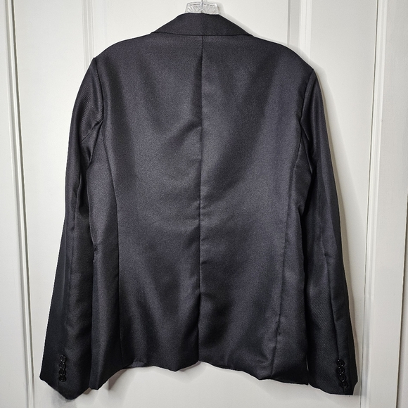 Unisex Classic Black Womens Mens One Button Closer Polyester Blazer Size Large - Picture 2 of 9